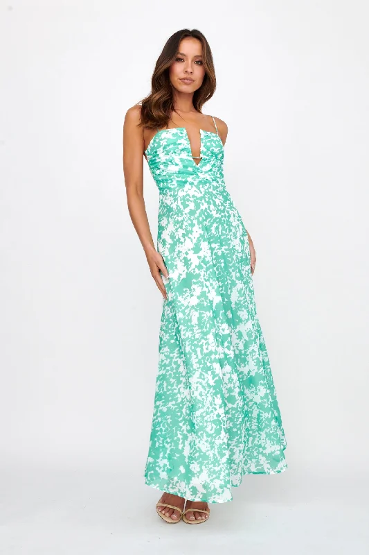 Chic, modern fashion for empowered women   Huda U-Wire Bust Low Back Maxi Dress Green
