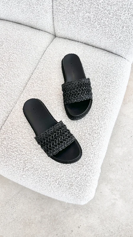 Chic and comfortable clothing for busy women   Zaida Slide - Black Raffia